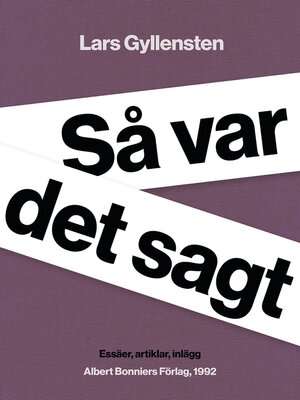 cover image of Så var det sagt
